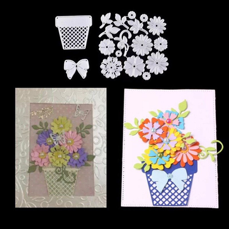 Khuôn Cắt Giấy Kim Loại Hình Chậu Hoa Xinh Xắn