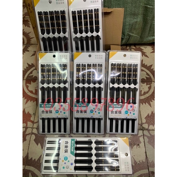 Set 5 đôi đũa hợp kim mạ đầu vàng Xuất Nhật