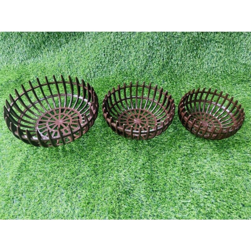 Chậu nhựa giả gỗ trồng Lan hình quả bí mầu nâu đủ sezi, hàng dày nan ạ