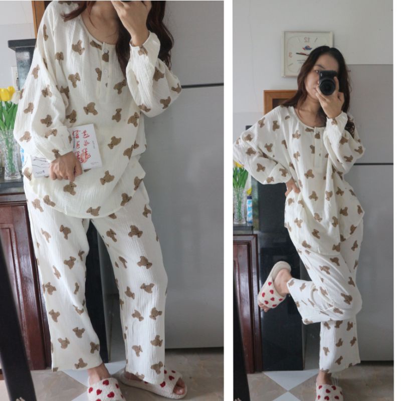 Bộ ngủ / mặc nhà pyjama ngắn / dài muslin ulzzang order