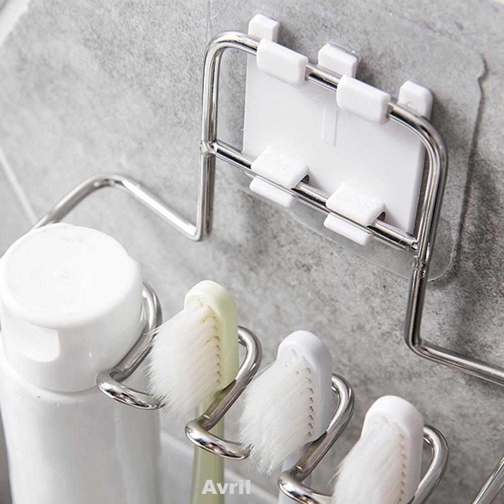 Accessories Bathroom Organizer Punch-free Shaver Stainless Steel Storage Toilet Toothbrush Holder