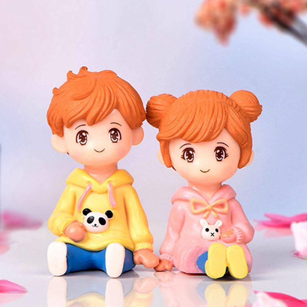 Set 2 Mô Hình Cặp Đôi Bé Trai Bé Gái Trang Trí Tiểu Cảnh