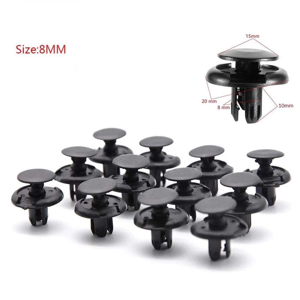 Set 50 đinh tán nhựa cho xe hơi ô tô BMW 8mm màu đen - Chốt vít nở