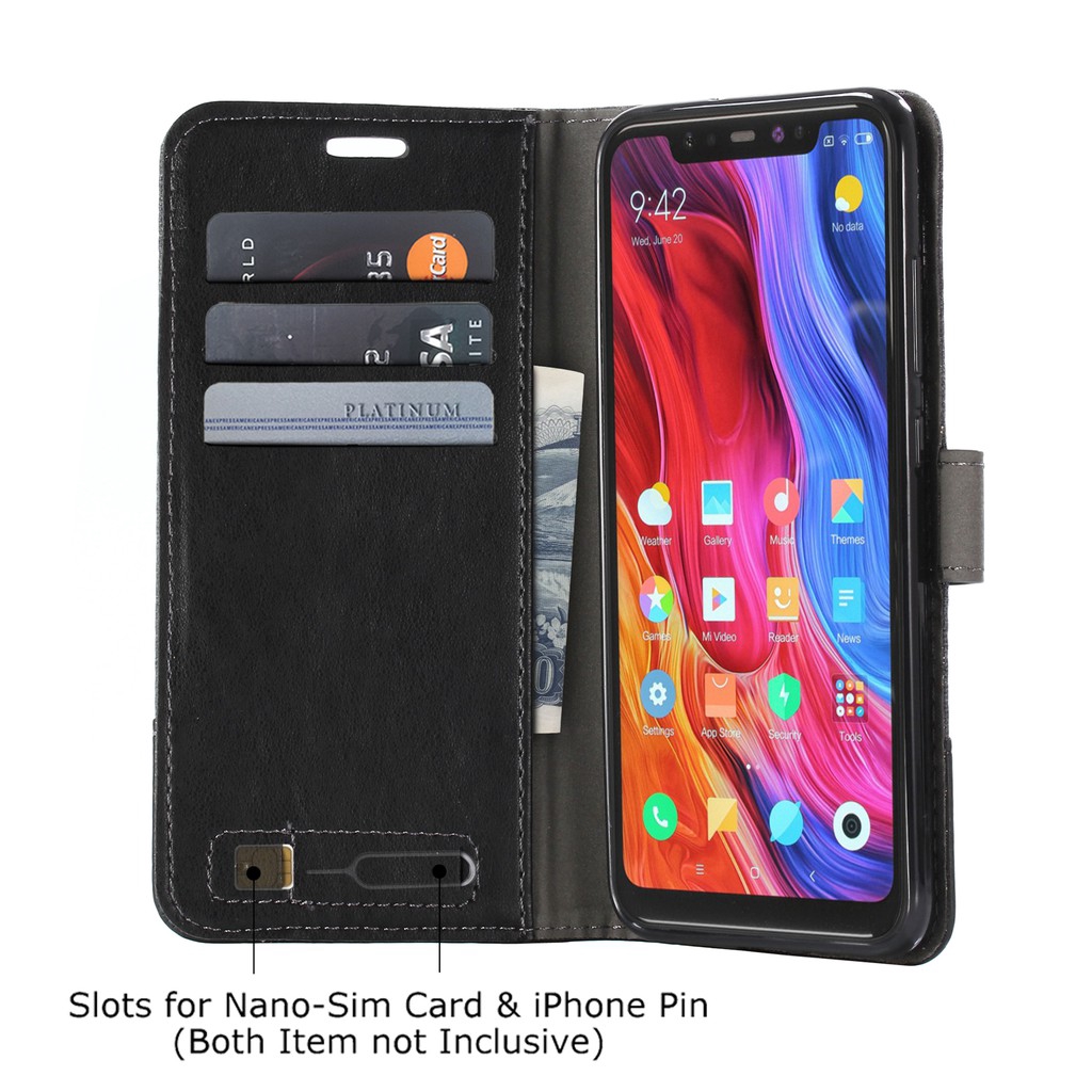 Bao Da Điện Thoại Bằng Pu Có Ngăn Đựng Thẻ Thời Trang Cho Xiaomi Mi 8 / 8 Se / 8 Lite / Pocophone F1