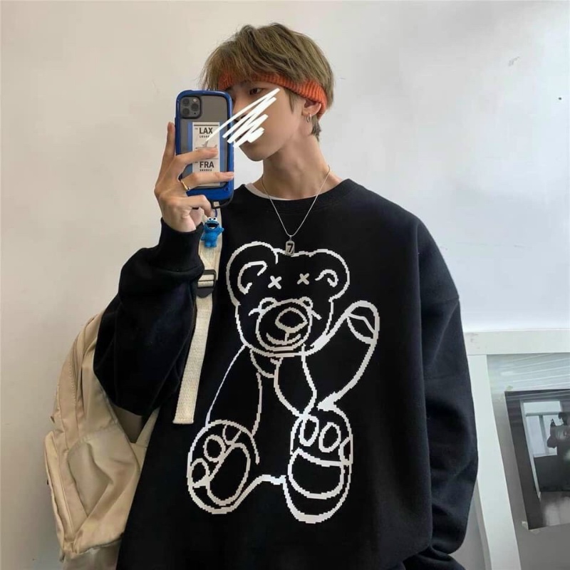 Áo khoác sweater nam nữ unisex form rộng đôi nỉ ngoại local brand đẹp cặp đôi ulzzang hàn quốc oversize dày mịn zip GẤU