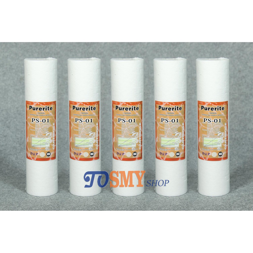 Bộ 5 lõi lọc nước PP 1 micron dùng cho máy lọc nước RO hoặc lọc thô 10 inch