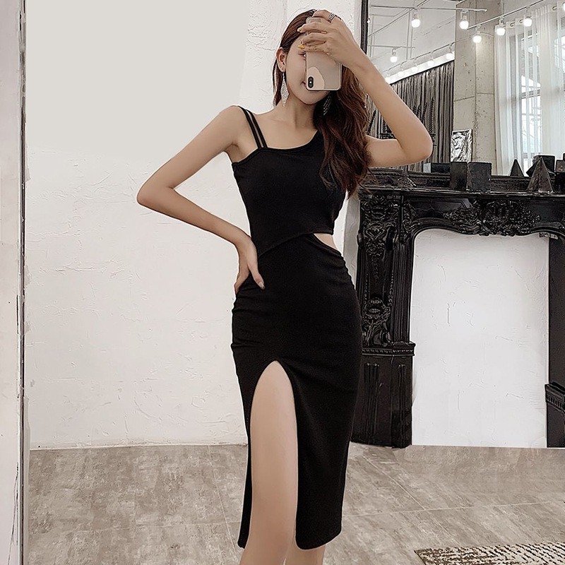 Sexy Ladies Temperament Slim Waist Split All-match Bottoming Dress