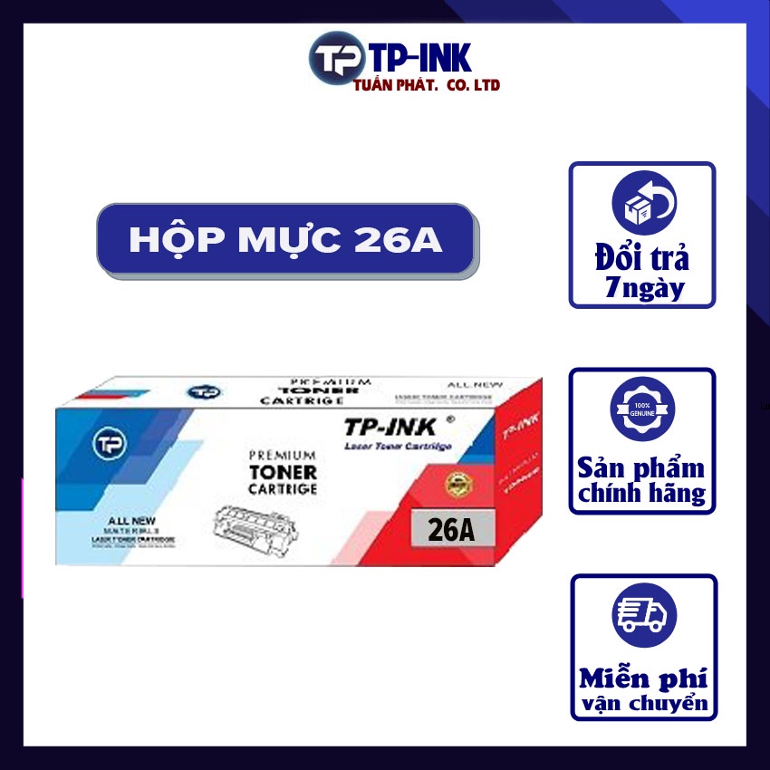 Hộp mực máy in 402, Cartridge 26A máy in HP Pro M402N (26A) có lỗ đổ mực và xả thải BẢO HÀNH 12 THÁNG TP-INK