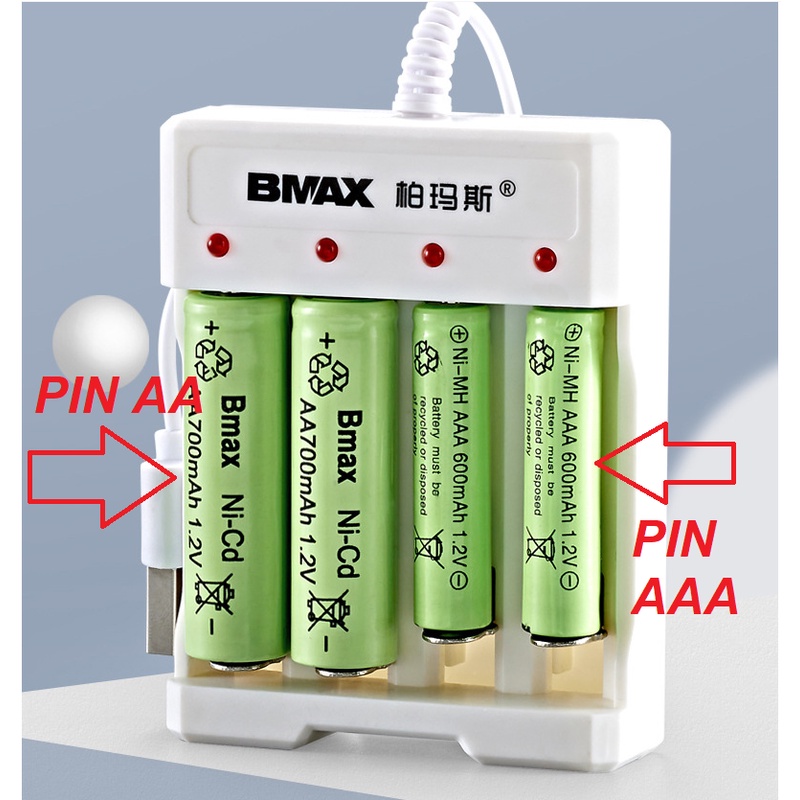 Bộ sạc pin con thỏ / pin tiểu (pin AA/ AAA) sạc đồng thời 4 pin 1.2v - Model : BS2015-004