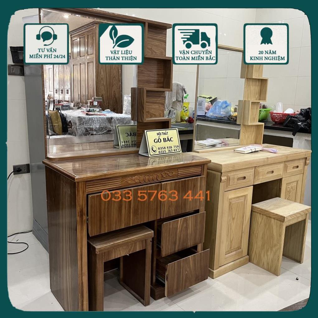 Bàn phấn gỗ venner hương xám kiểu dáng hiện đại - giá gốc tại xưởng