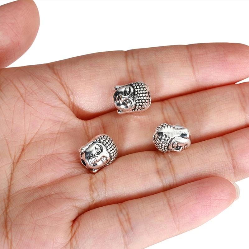 Bộ 20 Hạt Xâu Làm Trang Sức Hình Đầu Phật 10x8mm Nhiều Màu Phong Cách Retro