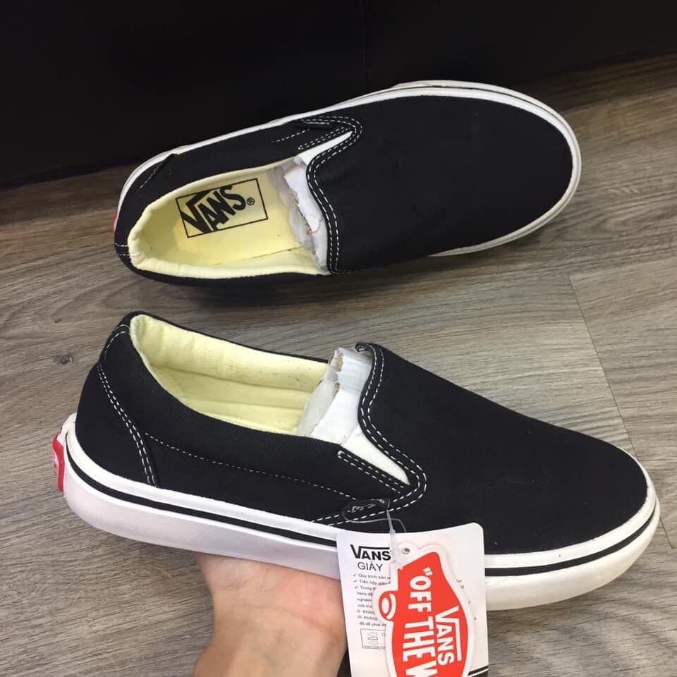 Giày thể thao nam nữ V lười đen, Giày V Slip on Black