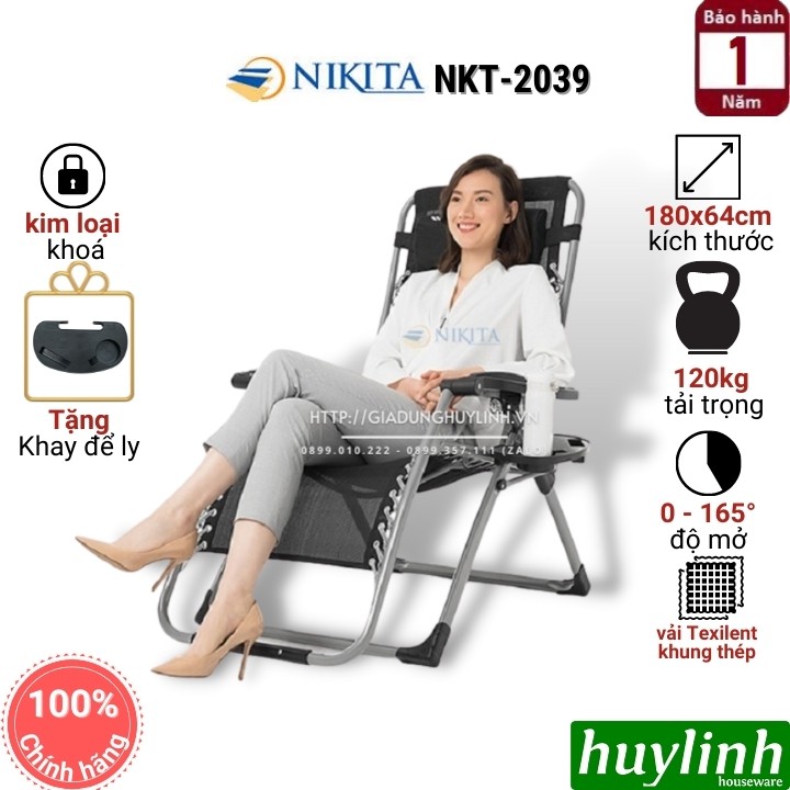 Ghế xếp gấp thư giãn Nikita NKT-2039 - Tải trọng 120kg [NKT-139A]