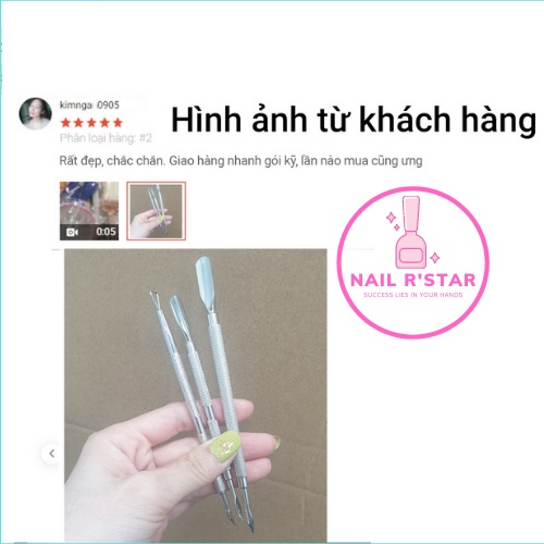 Cây đẩy da chết  - Cây cạo sơn gel, lấy khóe móng loại inox 304 chuyên dụng NAIL R’STAR