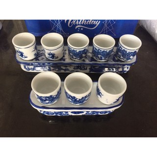 Kỷ Thờ Men Lam 3 và 5 chén ( cong và thẳng)