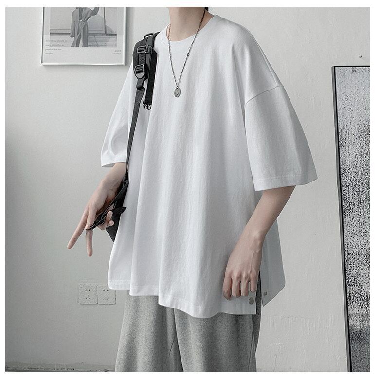 ÁO THUN XẺ TÀ BASIC UNISEX THOÁNG MÁT CHẤT COTTON FORM RỘNG OVERSIZE