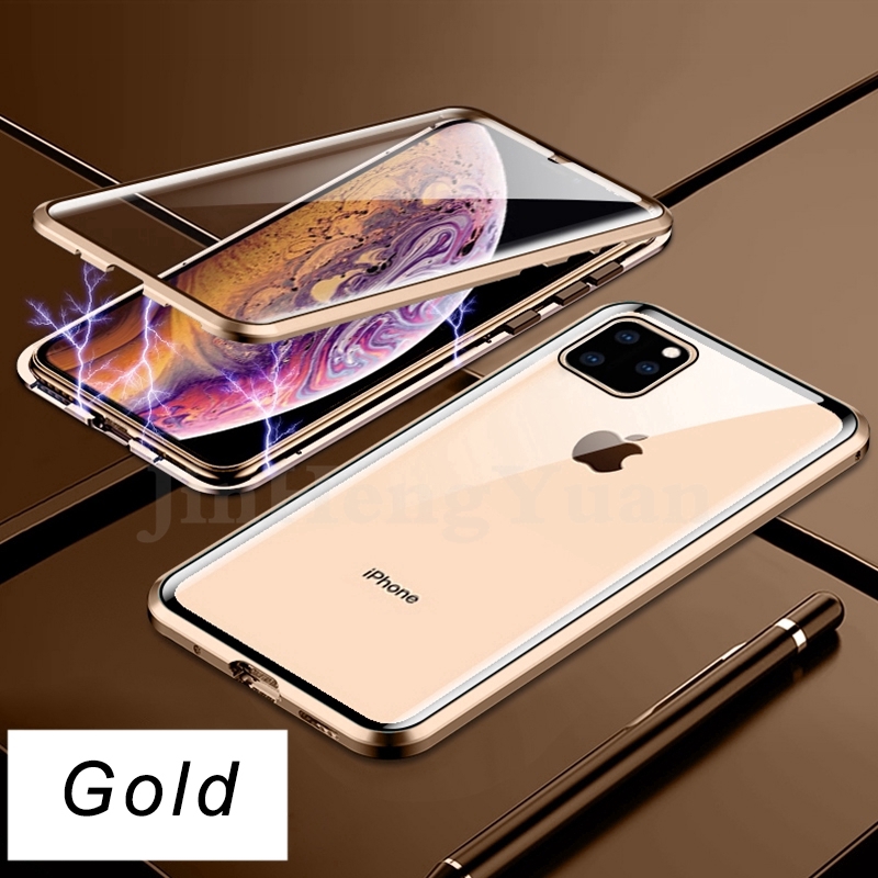 Ốp kính cường lực bảo vệ 2 mặt toàn diện viền kim loại từ tính thích hợp cho Iphone 13 Promax 12 Mini 13 Mini