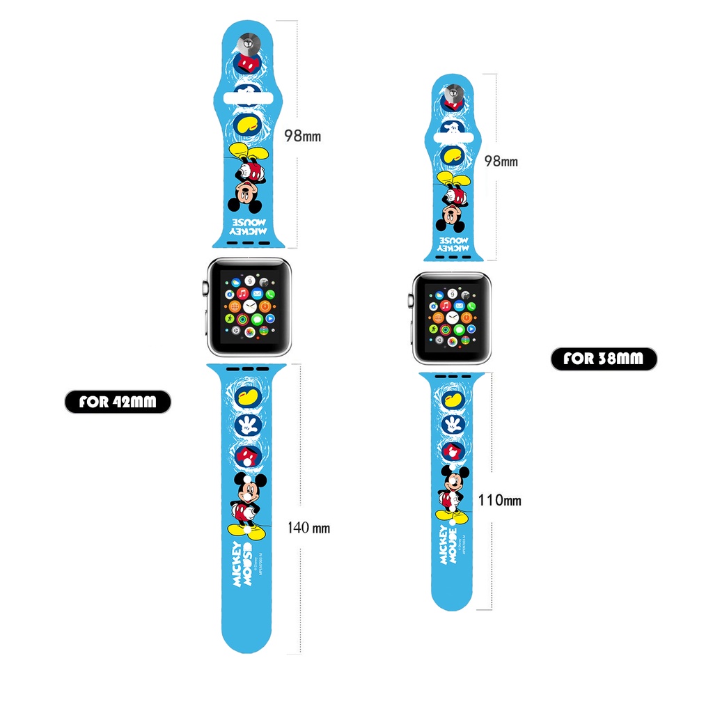 Dây Đeo Đồng Hồ Bằng Silicon Họa Tiết Hoạt Hình Cho Apple watch 44 40 41 42 38 45mm 8 SE 1 2 3 4 5 6 7
