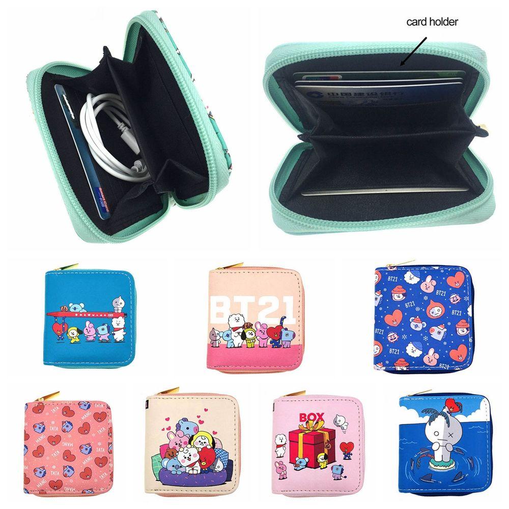 RAINBOW Ví Đựng Tiền / Chìa Khóa In Hình BTS Hoạt Hình Unisex