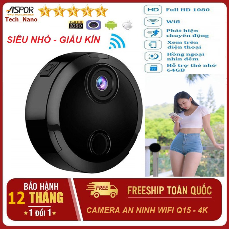 ️🍀Tí Hon, Dùng Pin🍀Camera mini Q15 Full HD Wifi,siêu nhỏ an ninh,chống trộm xem từ xa qua điện thoại có kết nối mạng