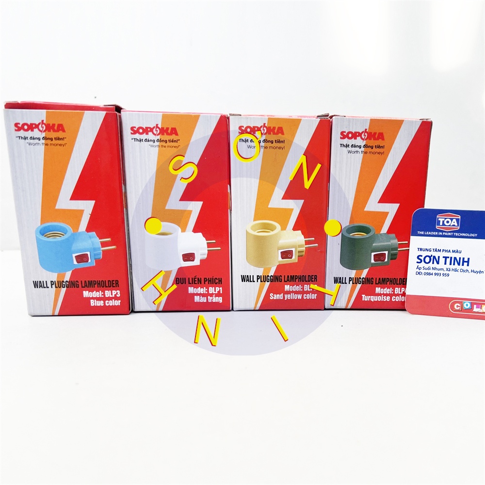 Đui đèn liền phích cắm SOPOKA ĐLP màu Trắng Vàng Xanh dương Xanh Ngọc