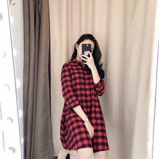 váy kẻ sơ mi
