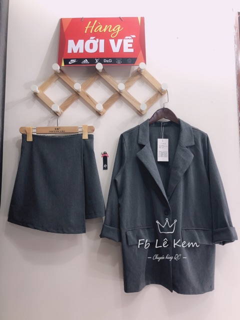 ẢNH THẬT VIDEO HÀNG CÓ SẴN SÉT VEST ÁO BLAZER + QUẦN GIẢ VÁY VẠT LỆCH ❣️❣️❣️