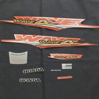 Bộ tem dán xe WAVE A 100 màu cam 2016 3 lớp