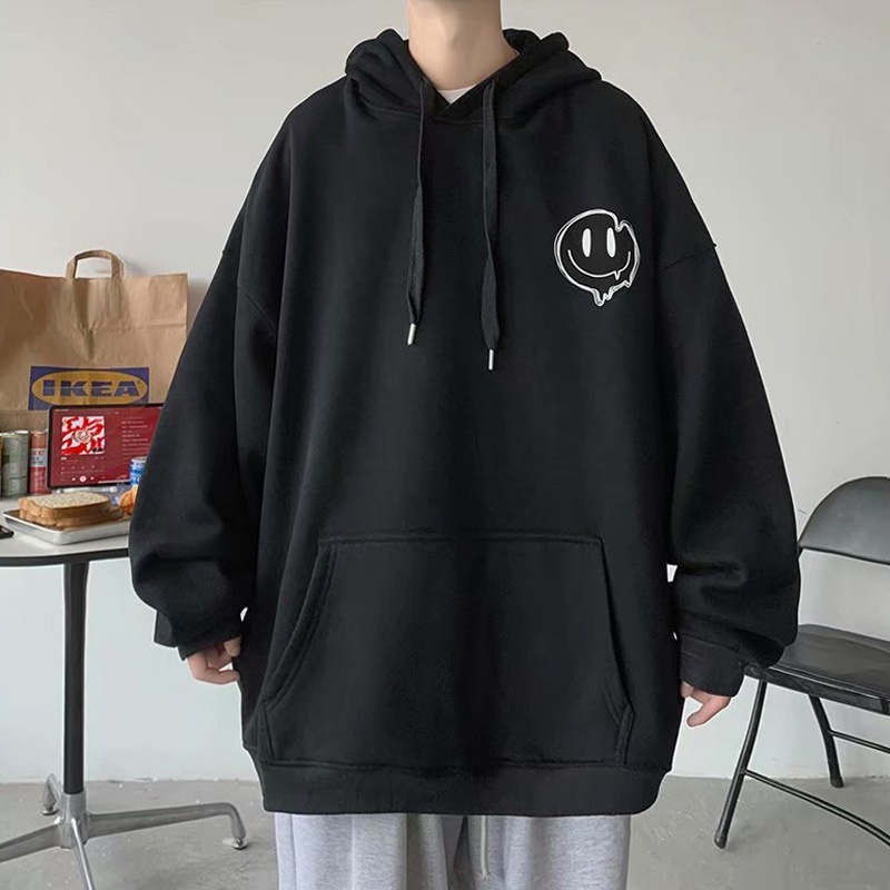 Áo hoodie dài tay in họa tiết mặt cười thời trang dành cho nam