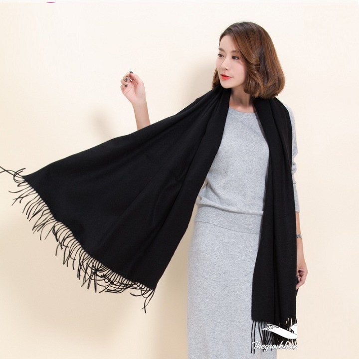 Khăn dạ Cashmere quàng cổ lông cừu nam, nữ bản to 200 x 70cm, 250g loại cao cấp