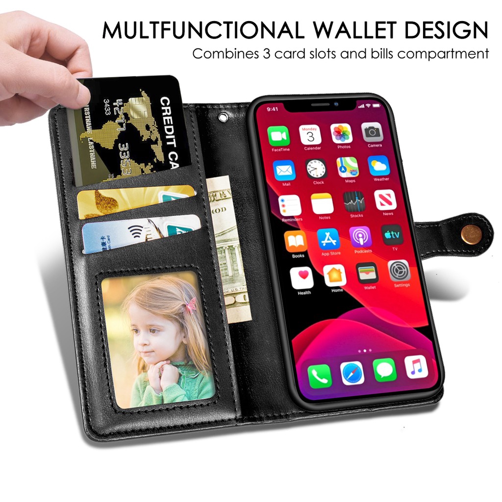 Bao da điện thoại dạng ví lật có ngăn đựng thẻ chất lượng cho Xiaomi Redmi Note 8 Note8
