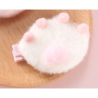 SET 2 Kẹp tóc - cài tóc nữ mỏ vịt chân mèo hồng trắng cute dễ thương