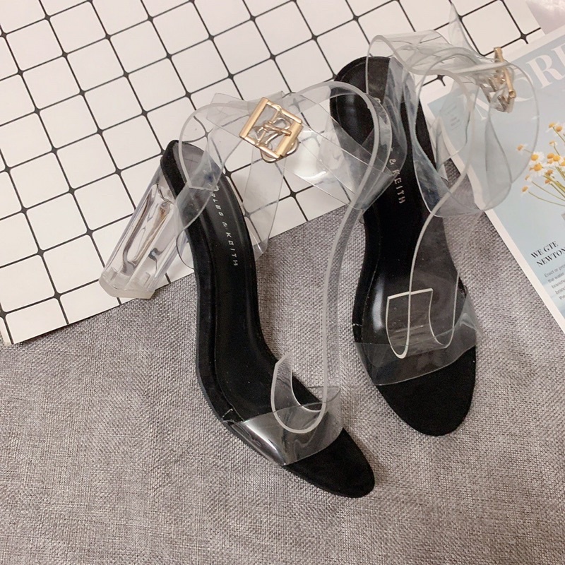 Sandal cao gót cnk quai trong gót trong 9 phân dây cuốn chéo cổ chân tôn dáng tôn chân