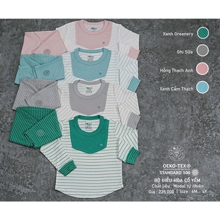 [CHÍNH HÃNG HRNEE 2021] Bộ áo dài tay điều hòa cổ yếm kẻ modal Hrnee cho bé