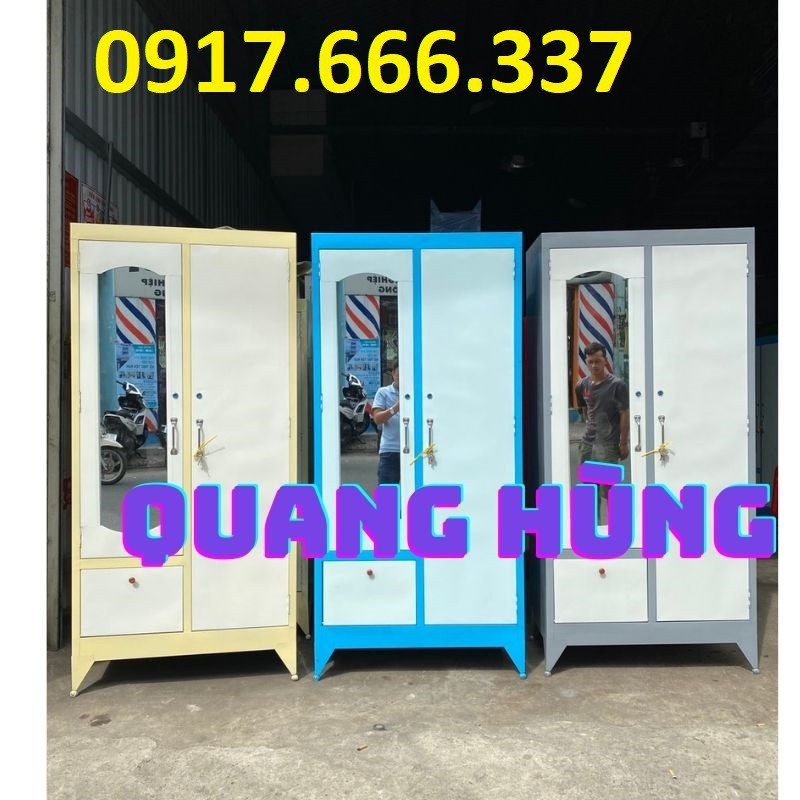 Tủ sắt sơn dầu 2 cánh nhiều màu đựng quần áo 1m8x90