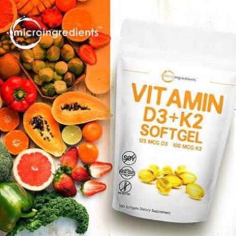 MICROINGREDIENTS VITAMIN D3 K2 300 VIÊN Vitamin D3 k2 Tăng Cường Sức Khỏe Xương Khớp