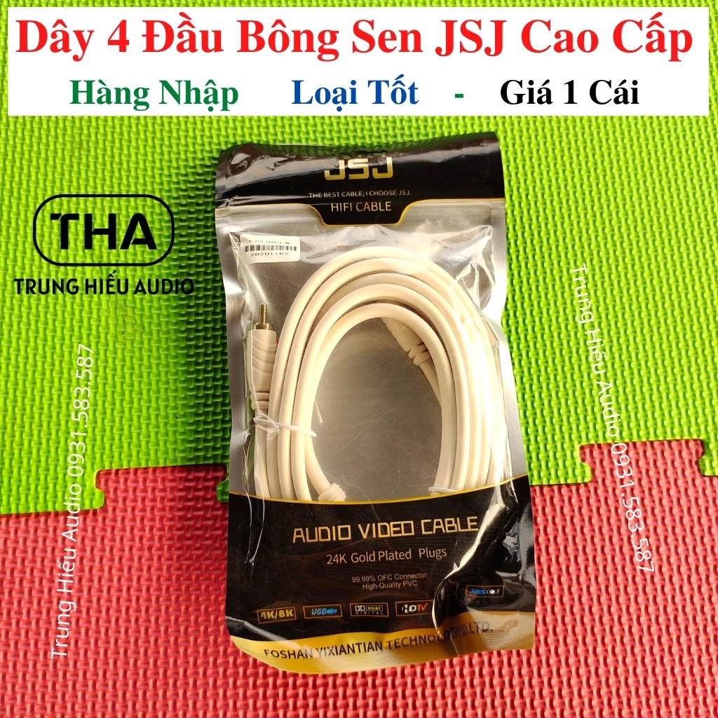 Dây Tín Hiệu AV 4 Đầu Bông Sen JSJ Chống Nhiễu, Loại Tốt, Jack 4 Đầu Bông Sen Hàng Nhập - Trung Hiếu Audio