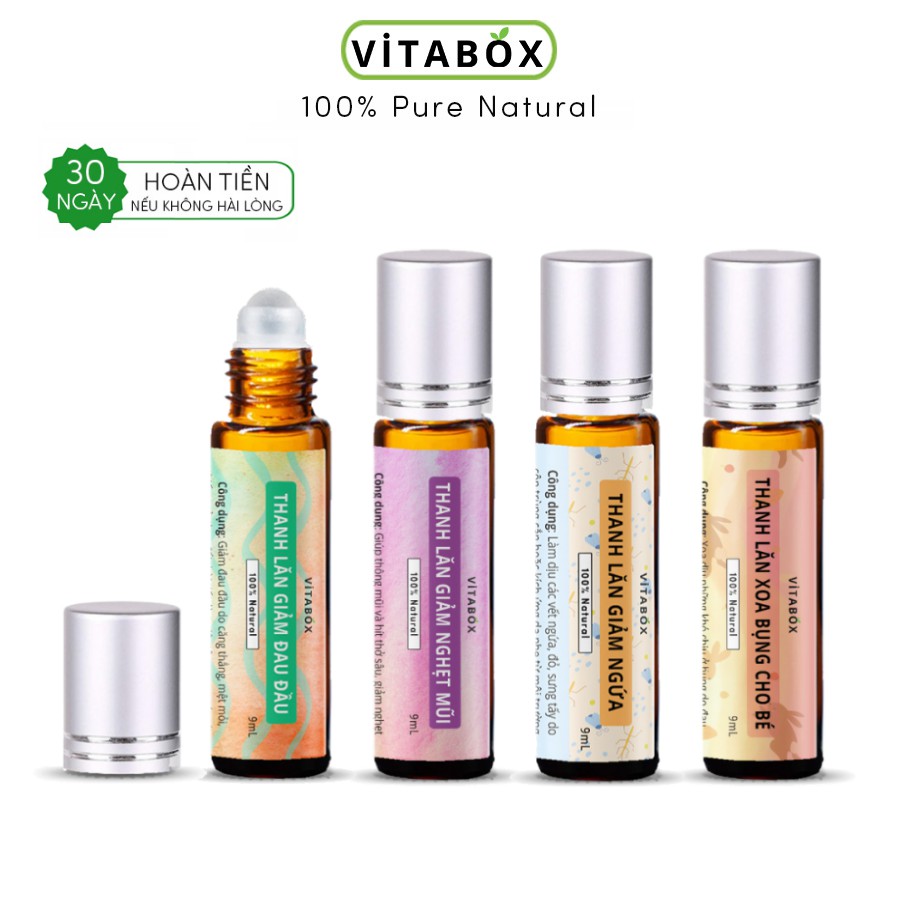 Thanh lăn tinh dầu VITABOX - thoa vết muỗi đốt, giảm nhức đầu, đau bụng, say tàu xe, nghẹt mũi sổ mũi