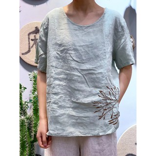 Áo Linen Thêu Hoa Chìm