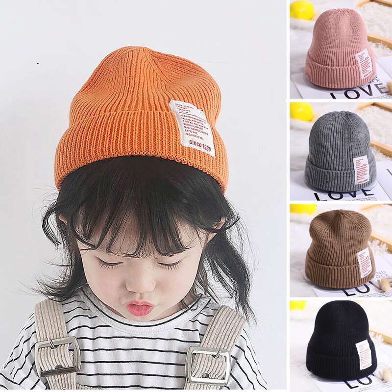 Mũ Beanie Cotton Mềm Mại Màu Trơn Cho Bé 0-24 Tháng