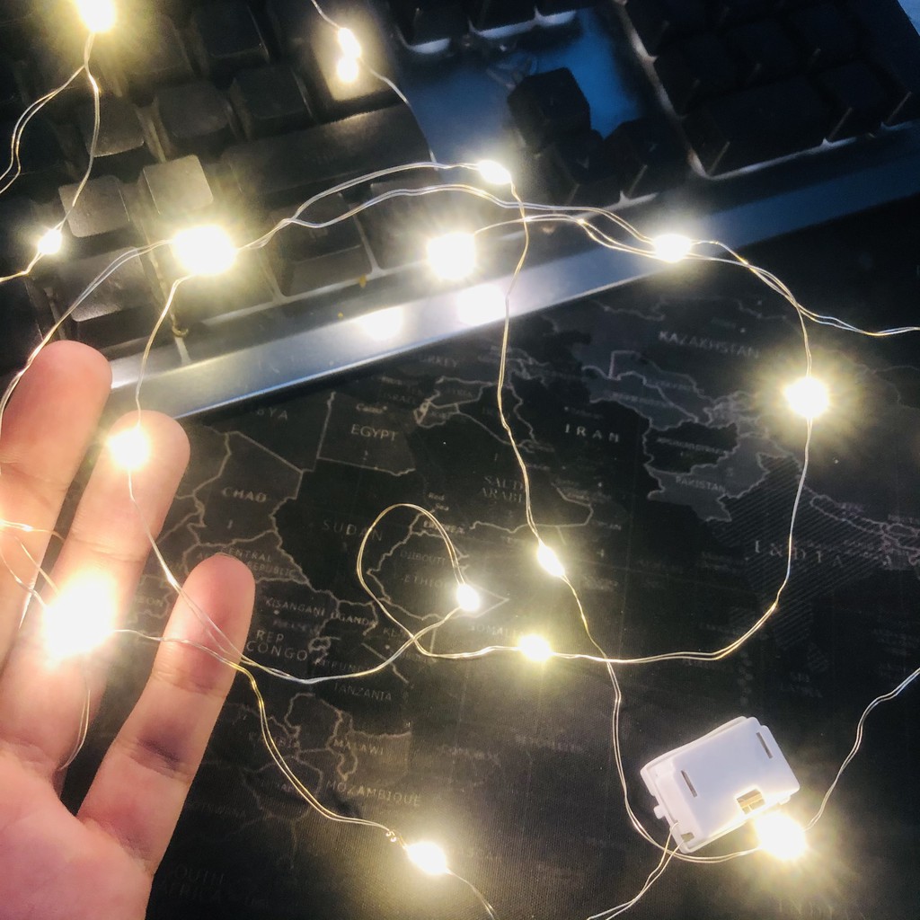 Dây đèn led đom đóm, đèn fairylight dài 1m 10 bóng và dài 2m 20 bóng dùng pin và USB