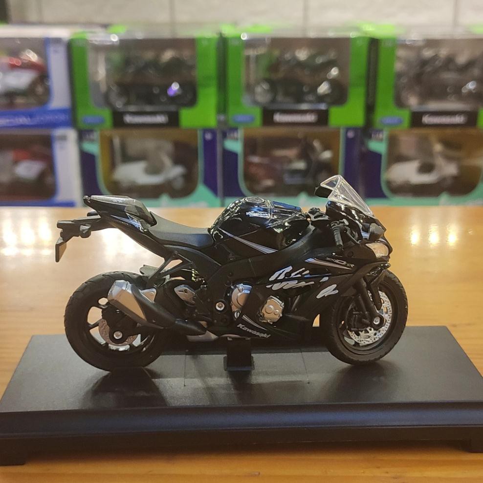 NEW Xe mô hình môtô siêu xe Kawasaki Ninja ZX tỉ lệ 1:18 hãng Welly