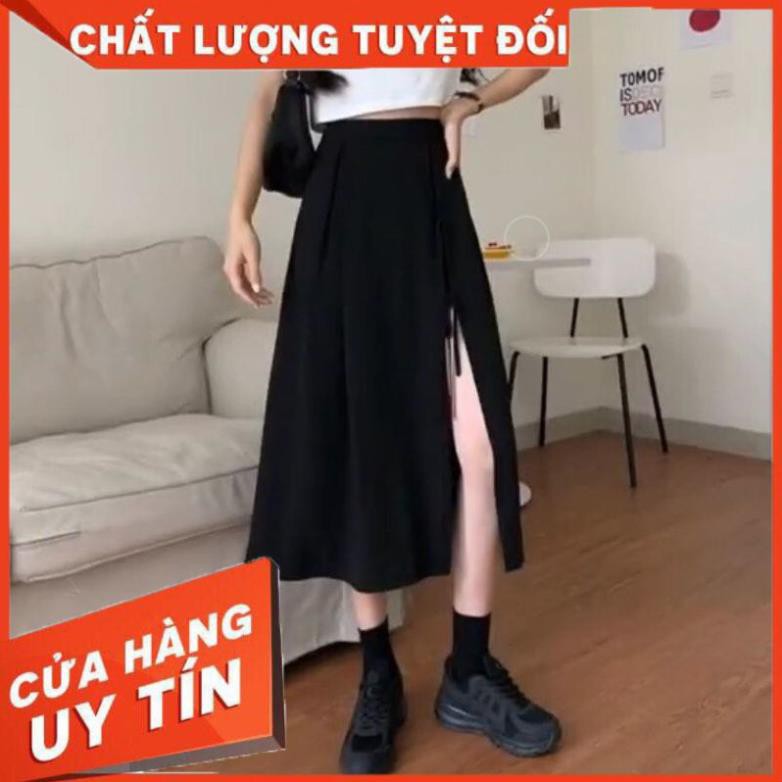 Chân váyfreeship váy nữ xẻ tà điệu đà - váy chất sạn nhẹ nhàng có quần trong thoải mái ko sợ lộ