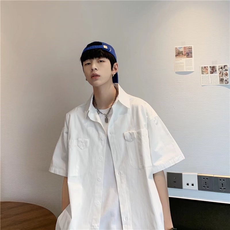 Áo Sơ Mi Nam Tay Ngắn Có Túi Phong Cách Hawaii Thời Trang