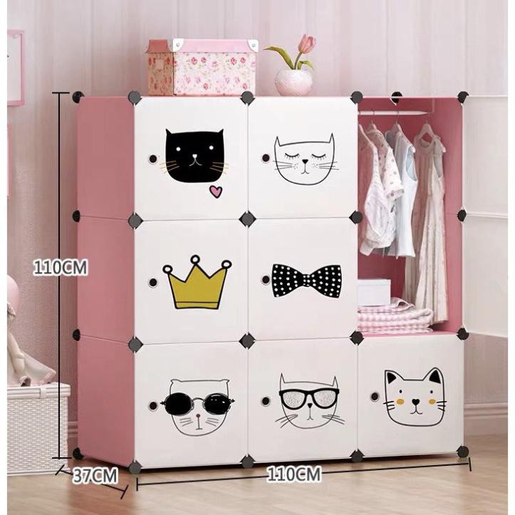 TỦ NHỰA GHÉP ĐA NĂNG ĐỰNG QUẦN ÁO- ĐỒ DÙNG THÔNG 9 Ô TẶNG KÈM THANH TREO ĐỒ SIZE 37.37CM