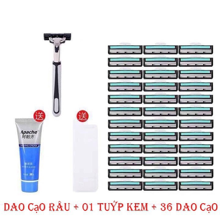 Bộ Dao Cạo Râu 36 Lưỡi Dao Cạo Râu Tặng 1 Kem Tạo Bọt