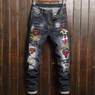 Quần Jeans Dài Thêu Họa Tiết Thời Trang Cho Nam