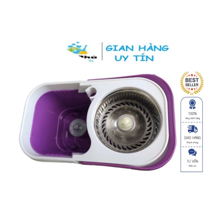 ( KÈM BÔNG LAU ) Bộ lau nhà 360 độ thông minh cao cấp RECTANGLE MOP lồng inox không gỉ