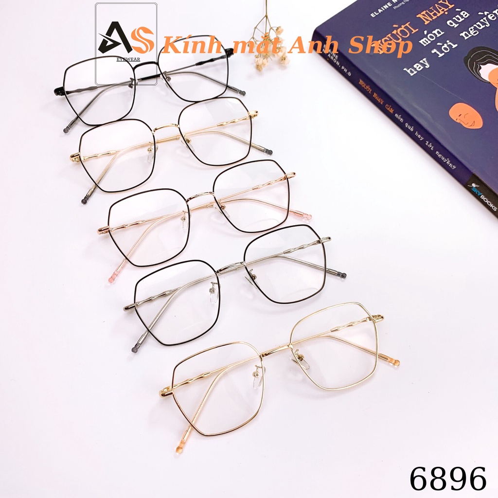 Gọng kính vuông mắt kính to chất liệu kim loại thanh mảnh 6896