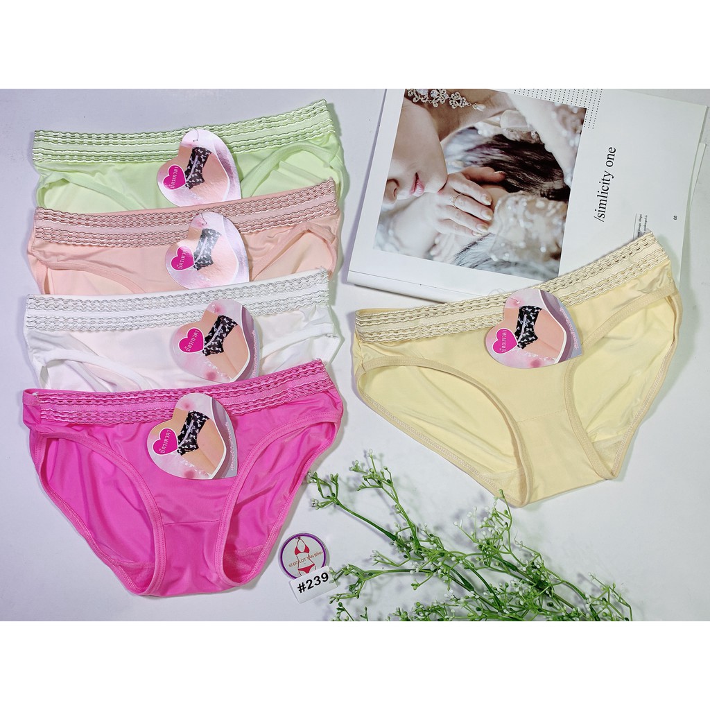 Set 10 quần lót nữ thun lạnh lưng bản lỗ size <60kg